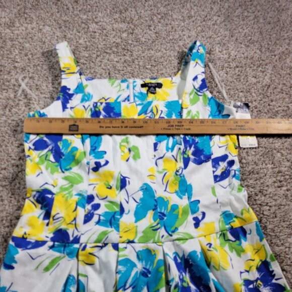 CHAPS Dress Womens 14 Colorful Floral Fit & Flare Pleated Floral Sleeveless Tags - Picture 4 of 8